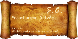 Pressburger Olivér névjegykártya